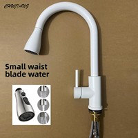 Robinet de cuisine monocommande en acier inoxydable blanc GEASAM avec commande tactile en céramique, eau froide et chaude, extractible, pour évier de lavabo
