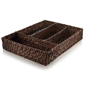 Plateau de service en bambou et rotin naturel, organisateur de couverts et panier carré tissé à la main pour la cuisine - Product Image 3