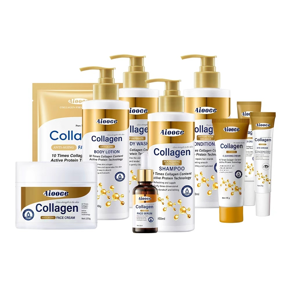 Inbeauty Cosmetic Oem Beauty Collagen Skin Care Set Moisturizing Hair Care Kit Hydrating Nourishing Shampoo and Conditioner