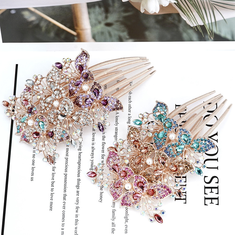 Металлическая расческа для волос вставленная Расческа Пластина для волос зажим для волос шарик головной убор заколка с пятью зубьями вставленная Женская взрослая Бриллиантовая заколка для волос украшения