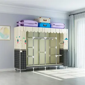 Armoire Organizer Kast Polyester Katoenen Metalen Garderobe Kledingkast Draagbare