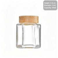 Bocaux de conservation hexagonaux en verre transparent avec couvercle à motif bois, distributeur de miel pour l'emballage alimentaire en cuisine