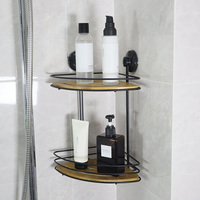 Étagère de salle de bain murale en métal à double niveau, 1 pièce, en nickel, sans perçage, pour douche