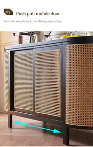 <span class=keywords><strong>Buffet</strong></span> en rotin Japandi, 59 pouces, <span class=keywords><strong>buffet</strong></span> en bois massif avec portes en cannage pour le salon, la cuisine, le rangement de l'entrée - Product Image 5