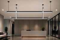 Luminaire linéaire LED suspendu 50x75mm en aluminium rectangulaire, à intensité variable, 120 degrés, éclairage de plafond intérieur pour bureau