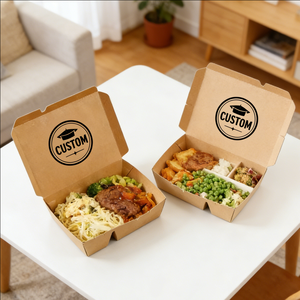 กล่องอาหารกระดาษคราฟท์รูปทรงสี่เหลี่ยมผืนผ้าแบบใช้แล้วทิ้ง ย่อยสลายได้เอง ปรับแต่งได้ สำหรับร้านอาหาร OEM ODM ขนาด 32 ออนซ์ - Product Image 6