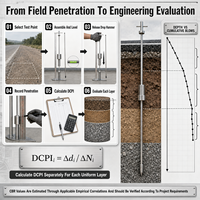 Pénétromètre dynamique à cône (DCP) 8 kg, testeur de sol manuel pour l'analyse des fondations d'infrastructures – Fournisseur de laboratoire
