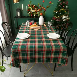 古典圣诞桌布棉桌布格子呢红绿圣诞格子长方形桌布