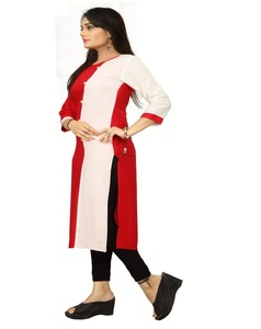 Kurtis ยาวสำหรับผู้หญิงในอินเดียผ้าฝ้ายเรยอนผ้านุ่มแขนยาวสำหรับใส่ไปงานปาร์ตี้ชุดใส่ทำงานลำลองสำหรับเด็กผู้หญิง - Product Image 4