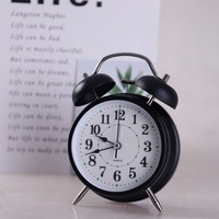 Horloge de bureau circulaire vintage Shenshi, affichage analogique à aiguilles de 4 pouces, mouvement à quartz, réveil avec fonction snooze pour enfants