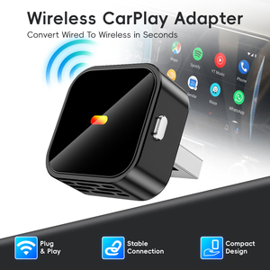 2 in 1 <b>Wireless</b> CarPlay <b>Adapter</b> with Button Portable Built-in WiFi Plug & Play Compact Design for iOS Android Auto - Product Image 1