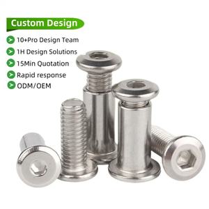 Vis de connexion pour meubles en acier inoxydable métrique de haute qualité M4 M6 M8 M12 à <span class=keywords><strong>tête</strong></span> cylindrique <span class=keywords><strong>avec</strong></span> embase hexagonale et <span class=keywords><strong>écrou</strong></span> à manchon - Product Image 1