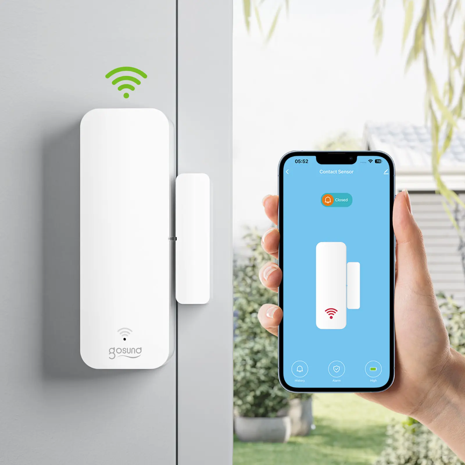 Sensor de alarma de puerta WiFi Gosund Tuya, detectores inteligentes de puerta abierta y cerrada, aplicación de vida inteligente, Sensor de ventana Wifi que funciona con Google Home