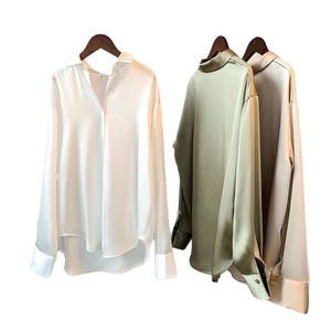IStapromo Gifts <b>Women</b> Shirts Wholesale <b>Women's</b> Spring and Autumn Long Sleeved Satin Shirt New Retro Loose Fashion Temperament - Product Image 6