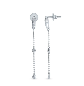 Pendientes minimalistas de cadena de oro blanco, joyería ligera adecuada para bodas y uso diario de proveedor indio - Product Image 3