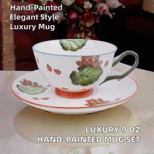 Manufacturer in Stock Luxury 9 oz Ceramic Coffee and <b>Tea</b> <b>Cups</b> <b>Set</b> Hand Painted Flower Design Classic Style Preservation Mugs - Product Image 3