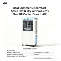 Refroidisseur d'air K60-6000m³/h, climatiseur domestique à eau, 220V, ventilateur portable commercial à grand volume et remplissage d'eau