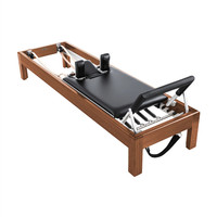 Reformer de Pilates Clásico de Madera Comercial, Gimnasio en Casa Clásico, Reformer de Pilates Comercial de Aluminio con Acabado de Madera