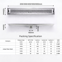 Penutup Saluran Pembuangan Linear Modem, Bahan Stainless Steel 304, Bentuk Persegi Panjang, Anti-Korosi, Cocok untuk Hotel, Balkon, Kamar Mandi, Dapur
