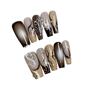 Venta al por mayor nuevo diseño verano Y2K personalizado hecho a mano francés Aurora diamante <span class=keywords><strong>uñas</strong></span> falso Tipsy reutilizable Ballet dulce fresco <span class=keywords><strong>niñas</strong></span> cuadrado - Product Image 6