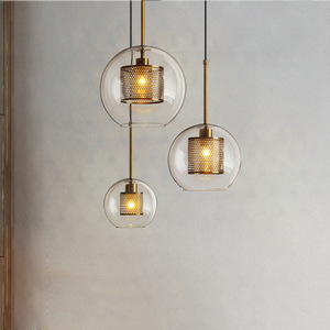 โคมไฟระย้าแก้วทรงกลม E27 LED หัวเดียว สำหรับบ้าน โรงแรม ร้านกาแฟ สไตล์นอร์ดิก เรียบหรู - Product Image 1