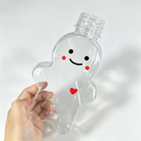 Bouteille de boisson jetable en PET NAJIE en forme de tasse de thé au lait Bonhomme en pain d'épices de dessin animé, avec bouchon en aluminium, modèle à emporter ZH-59