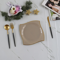 Service de Vaisselle Blanc et Or 350 Pièces pour 50 Invités, Assiettes en Plastique Vertes, 50 Couverts, Tasses, Serviettes en Papier pour Fête Mariage