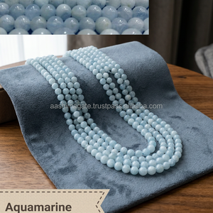 Cuentas redondas de Aguamarina, abalorios redondos de grado aaa, 7903232, 16 pulgadas, 46-48, AL457 - Product Image 2