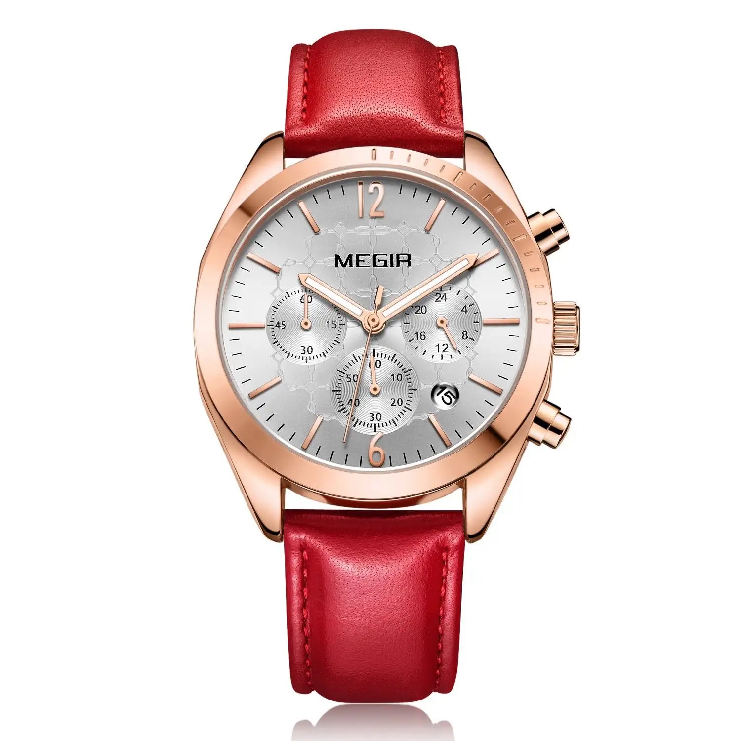 MEGIR Quartz Women Watches red leather Ladies Lovers Watch Clock Female Wristwatches 2115