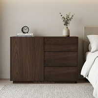 Commode moderne en noyer pour salon, salle à manger, chambre à coucher, meuble de rangement en bois avec 3 tiroirs