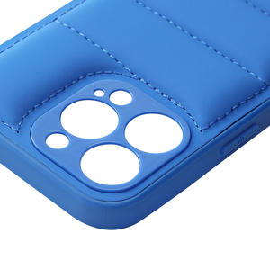 Pu Lederen Gevulde Katoenen Mobiele Telefoon Hoesje Telefoon Holster Geschikt Voor Iphone15pro Max Donsjack Fall-Proof Telefoon Case - Product Image 5