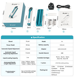 Stylo Derma intelligent à <span class=keywords><strong>6</strong></span> vitesses avec réglage de la pointe <span class=keywords><strong>Dr</strong></span>.<span class=keywords><strong>pen</strong></span> H6 pour usage en salon, pour la repousse des cheveux et les soins de la peau, 1,0 mm, OEM accepté - Product Image 2