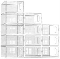 Grande boîte à chaussures transparente empilable, organisateur de baskets en plastique transparent pliable avec porte magnétique, bac de rangement épaissi, étui anti-poussière