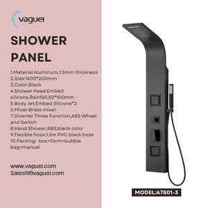 VOGUESHOWER アルミニウム製 デュアルハンドル 壁掛け式シャワーセット ヴィラバスルーム用 ソフトレイン・マッサージ・ジェットスプレーパターン付き - Product Image 2