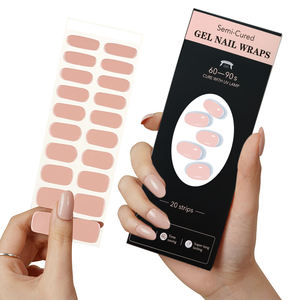 ठोस रंग धातु बनावट लंबे समय तक स्थायी प्रेस-ऑन हेमा फ्री जेल नाखून लपेटें स्ट्रिप्स यूव लाइट लैंप का इलाज - Product Image 1