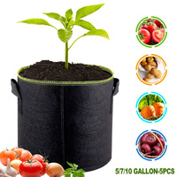 5 Pack 3 5 7 10 15 20 25 30 100 Gallon Felt Fabric Planter Nursery Grow Bags