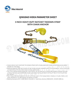 Correa de Amarre con Trinquete HIDEA de 3 Pulgadas, de Poliéster, con Anclaje de <span class=keywords><strong>Cadena</strong></span>, 6000 Libras, Aprobada por DOT, Correa de Sujeción de Carga - Product Image 2