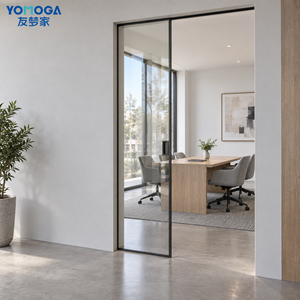 <span class=keywords><strong>Porta</strong></span> Scorrevole Interna a Scomparsa nel Muro con Vetro e Telaio Sottile per Casa Moderna, Camera da Letto, Soggiorno e Studio - Product Image 1