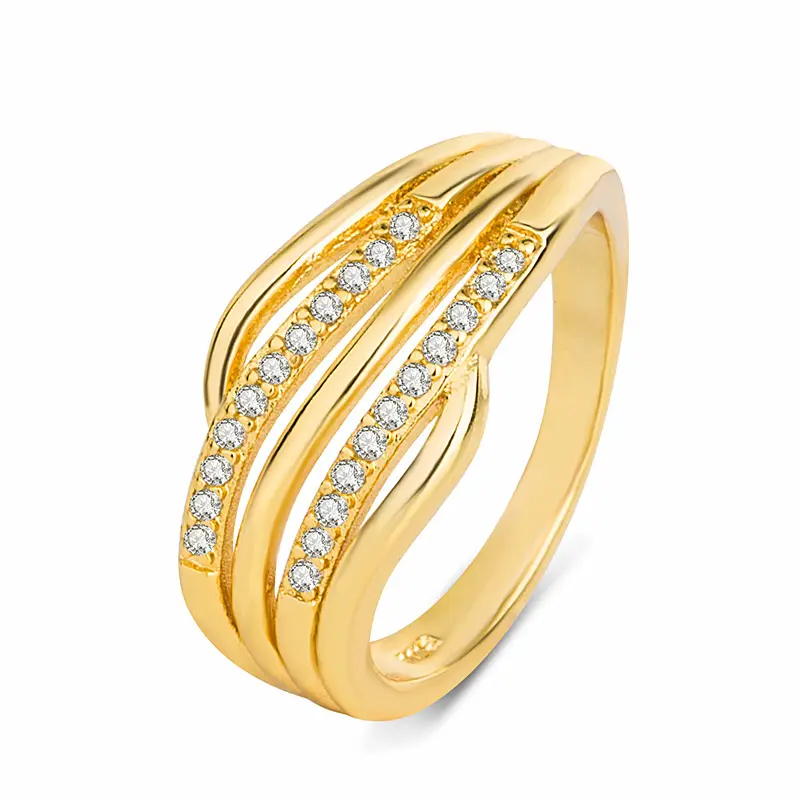 Fashion Wedding Copper Zircon Rings 2 Gram Gold Ring Price for Gift