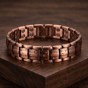 Wholesale Stock Health Brass Magnetic Jewelry Water Resistant Custom Logo Men Health Pure <strong>Copper</strong> All Magnetic <strong>Bracelet</strong> - Product Image 1