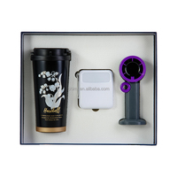 Set de Regalo Promocional Personalizado para Ferias Comerciales: Ventilador Turbo, Taza y Batería Externa con Cable para Eventos Empresariales y Promoción de Marca