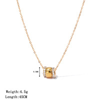 Collier Pendentif Cylindre Zircon Brillant Populaire et Tendance, Plaqué Or Véritable 18K Poli, Bijou Décontracté pour les Vacances, Anti-ternissement
