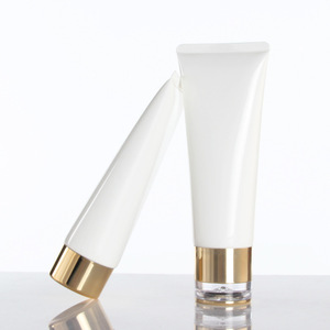 <span class=keywords><strong>Tubo</strong></span> Cosmetico Vuoto in Plastica Bianca da 100ml con Tappo Dorato <span class=keywords><strong>per</strong></span> Detergente Viso, Crema Mani e Lozione - Product Image 1