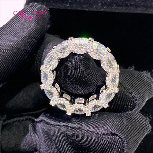 Sang Trọng Moissanite Xếp Chồng Nhẫn 925 Bạc Moissanite Eternity Ban Nhạc 5ct 9X13Mm Lê Cắt Cưới Engagement <span class=keywords><strong>Ring</strong></span> Với Pave 6Mm - Product Image 5