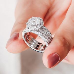 ทองคำขาวแท้ 10k 14k 18k ทรงกลมเจียระไนแบบบริลเลียนท์ แหวนเพชรโมอิสซาไนต์แท้ เรียงซ้อนกันได้ สำหรับผู้หญิง ใส่เป็นแหวนหมั้น - Product Image 3