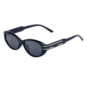 Gafas de sol polarizadas ovaladas para mujer Dl-D7529, montura de metal negro, lentes TAC, protección UV400, para un estilo urbano a la moda. - Product Image 1