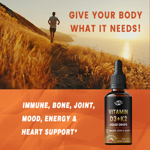 Nhãn hiệu riêng OEM chất lỏng Hữu Cơ <span class=keywords><strong>Vitamin</strong></span> D3 K2 giọt cho người lớn bổ sung chất lỏng cho hỗ trợ miễn dịch & sức khỏe xương - Product Image 4