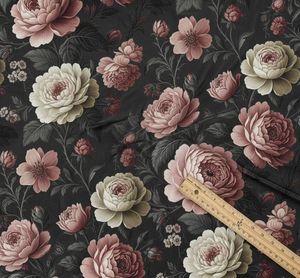 Tela de tapicería estampada con peonías rosas intensas, por yarda, elegante diseño floral botánico, tela para muebles, para sofá y silla - Product Image 6