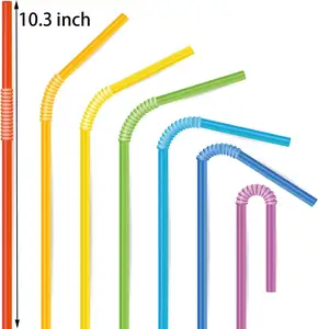 10,3 Zoll bunte flexible Trinkhalme, Einzel verpackung Einweg-Plastiks troh halme, extra lange flexible Party Fancy Strohhalme