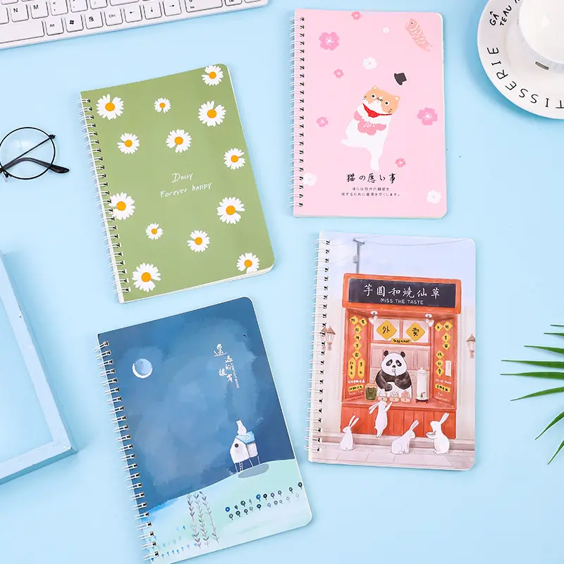 Cartoon Spiral Dairy A5 Notizbuch Journal Exquisite Notizblock Blumen druck Jotter Tagebuch Akzeptieren Sie kunden spezifisches Logo Office Work Paper